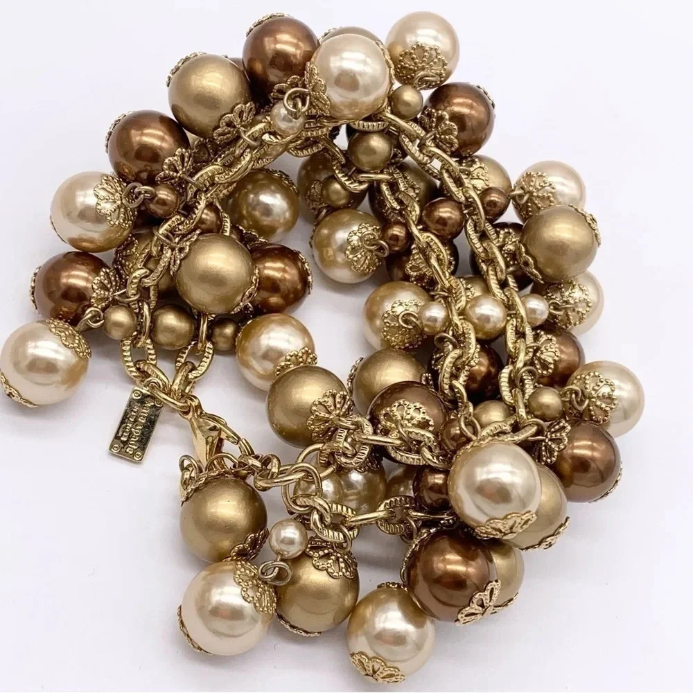 Kate Spade Bronze Gold Champagne Pearl Cha Cha Bracelet